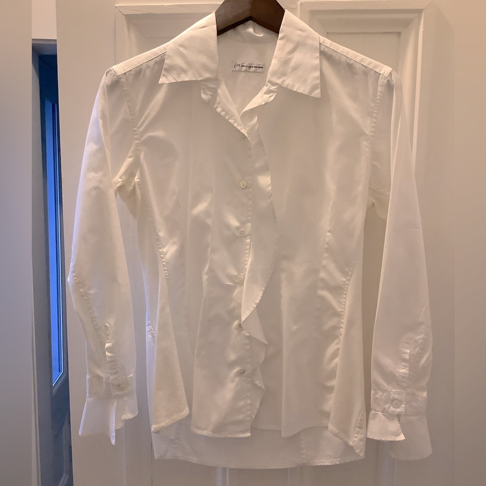 Jill Mcgowen Ruffle Front Women’s White Dress Shirt
Sz P